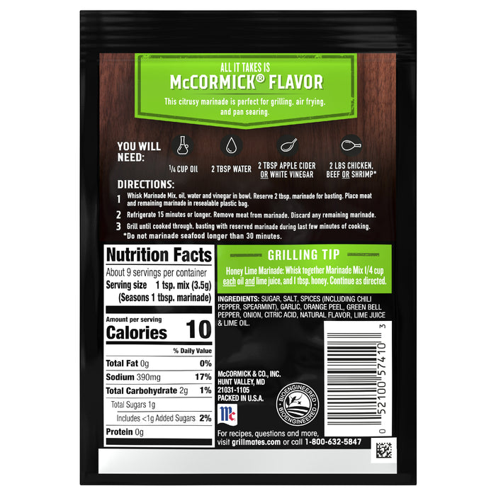McCormick® Grill Mates® Mojito Lime Marinade Mix, 1.06 oz (6-Pack)